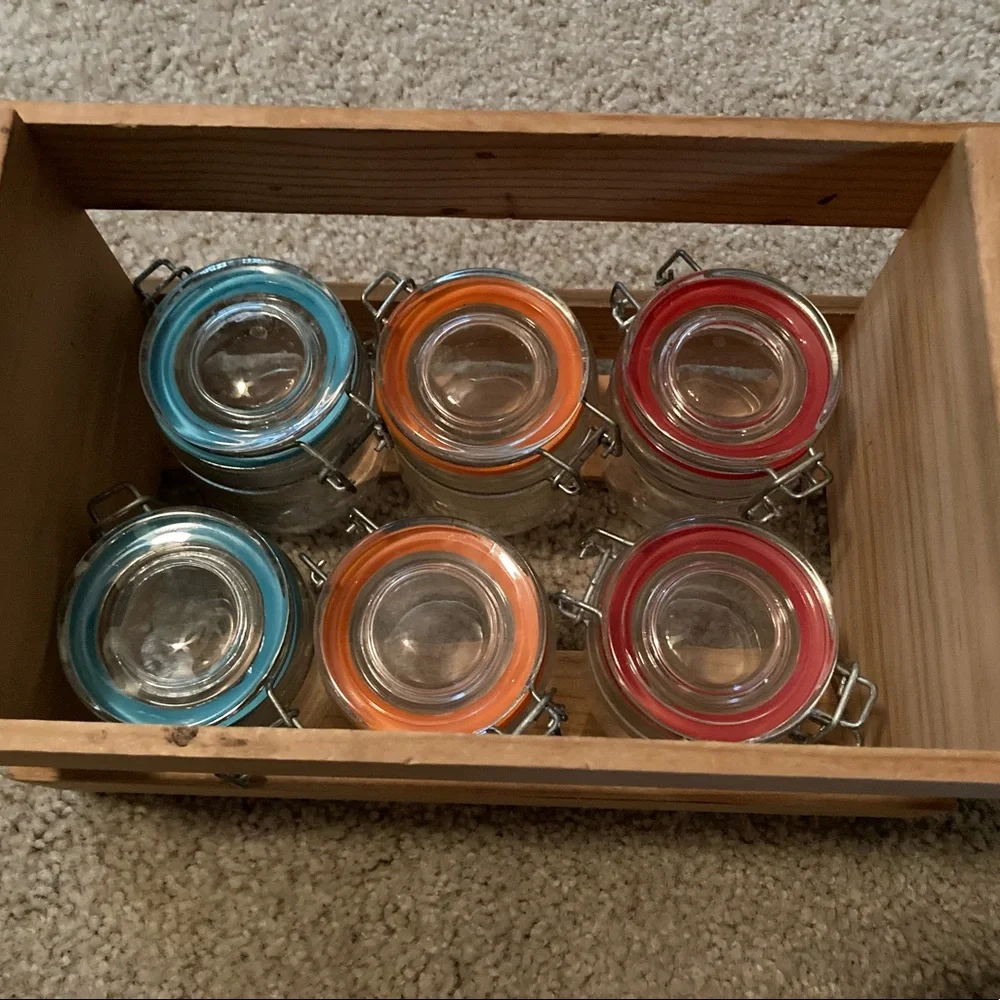 Set of 6 Airtight Bail & Trigger Quality Glass Spice Jar Bottle Canisters